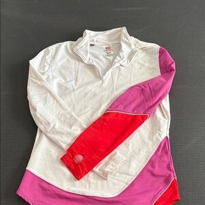 Canterbury of New Zealand White and Pink Long Sleeve Mock Neck Top& Short set